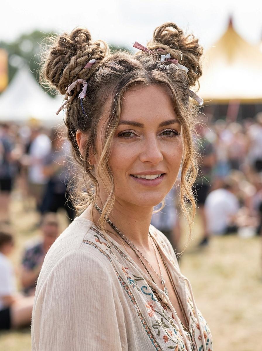 Lockerer Low Bun - Festival Frisur